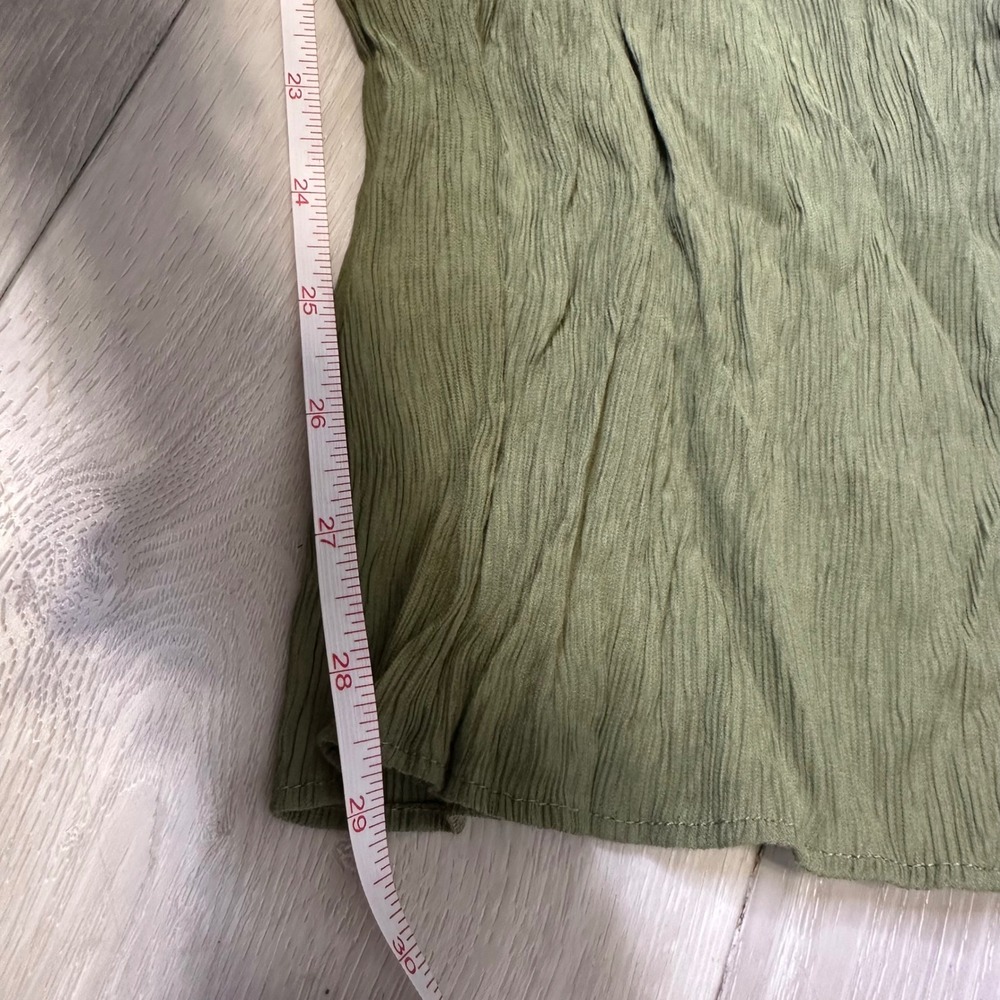 Abercrombie & fitch crinkle textured gauze olive green pull on wide leg pants L - Picture 7 of 8